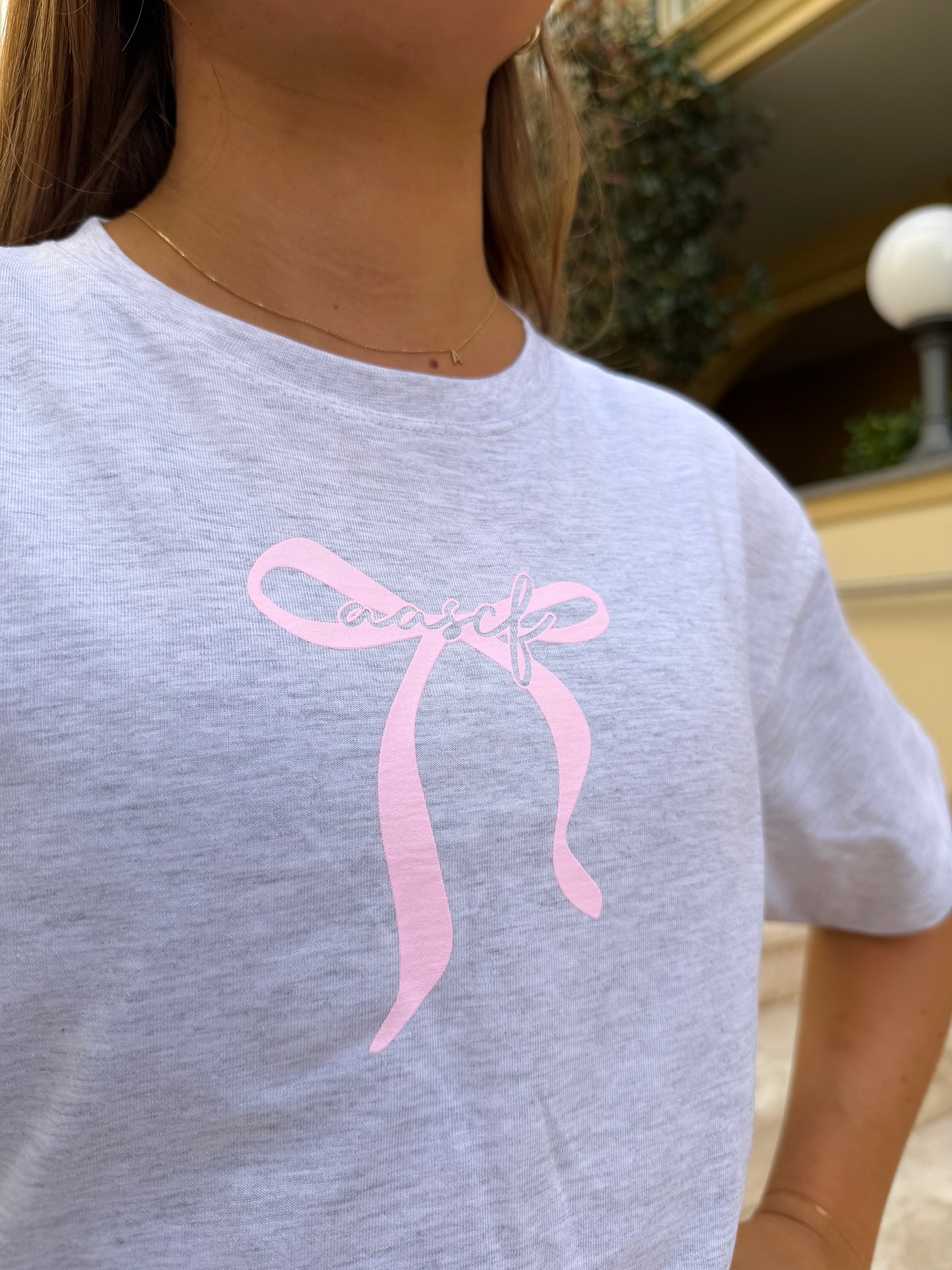 Grey Cheerleader bow tee