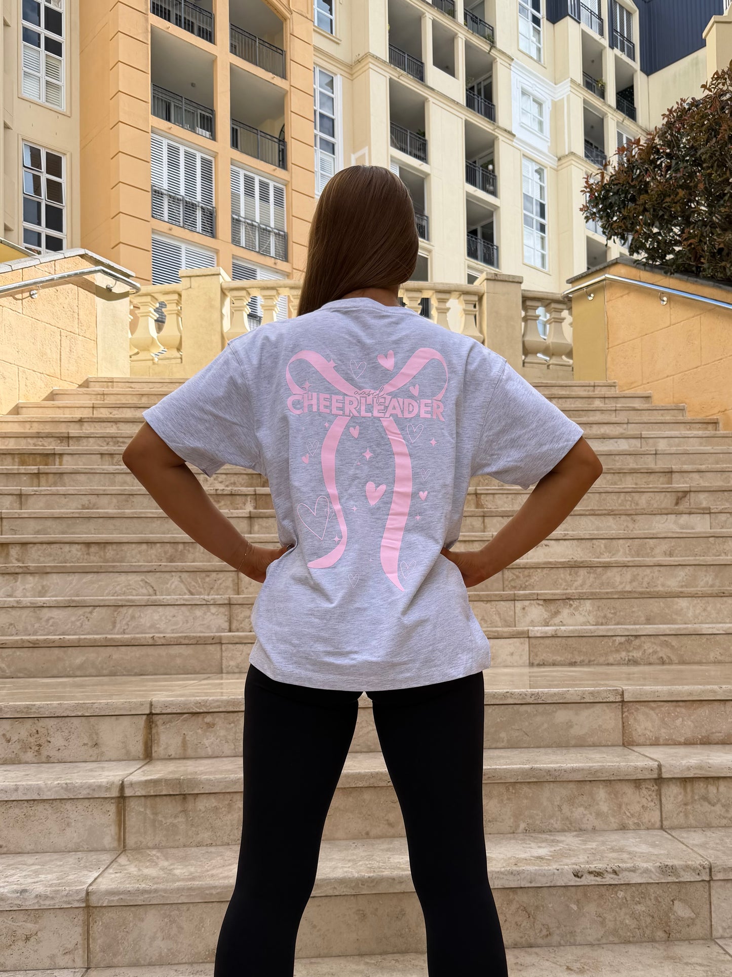 Grey Cheerleader bow tee