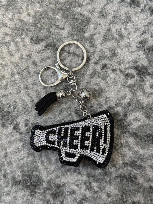 Rhinestone "Cheer" Megaphone Keyring