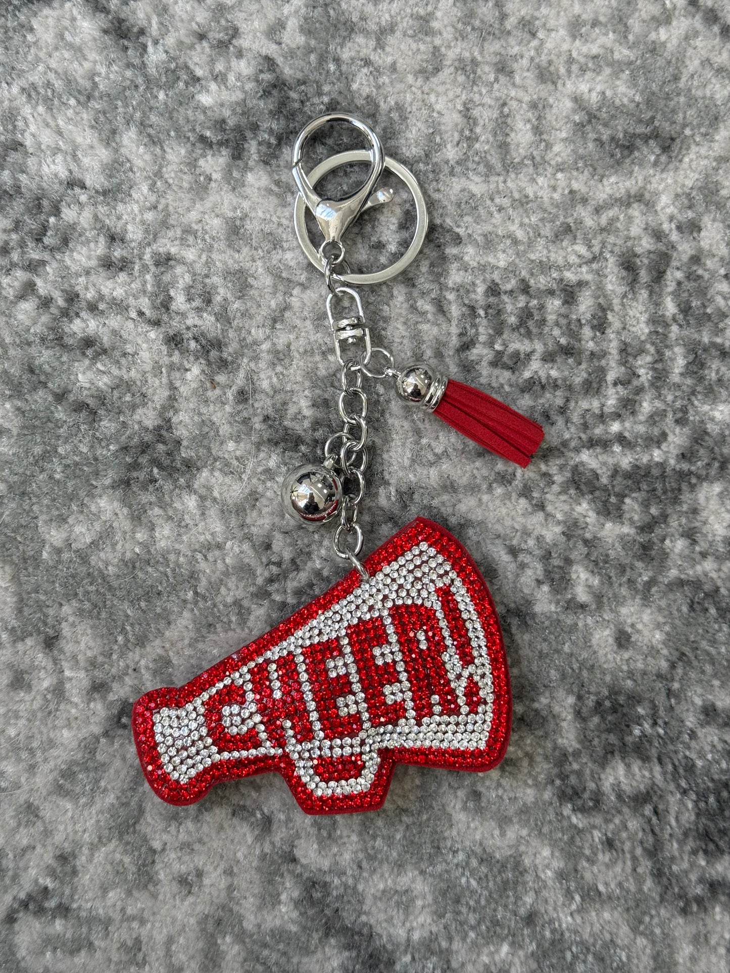 Rhinestone "Cheer" Megaphone Keyring