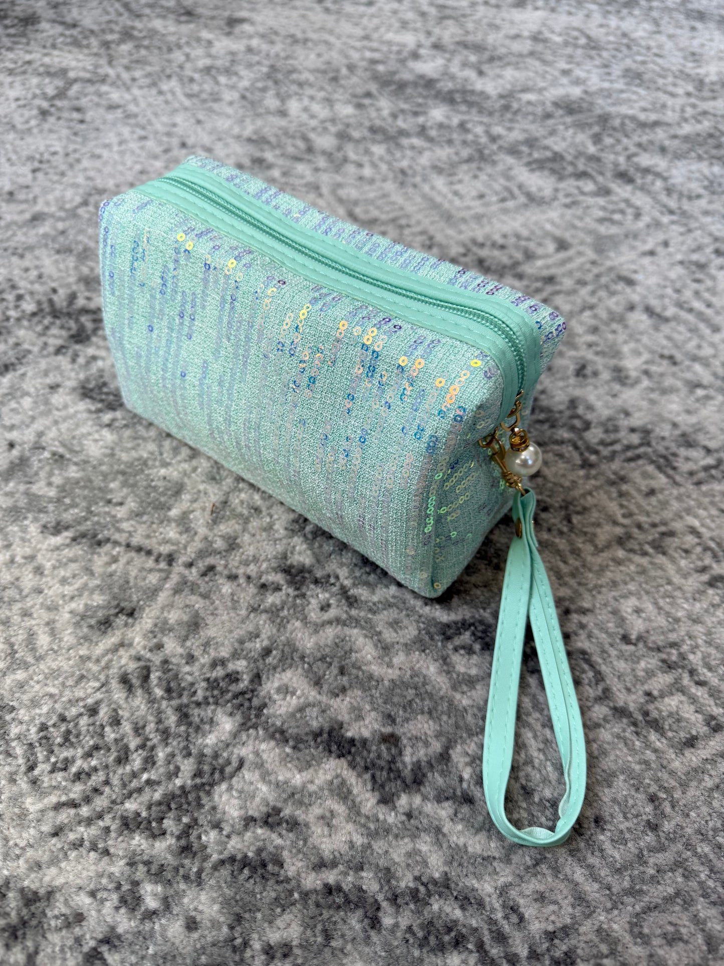 Glitter Make Up Bag Mint